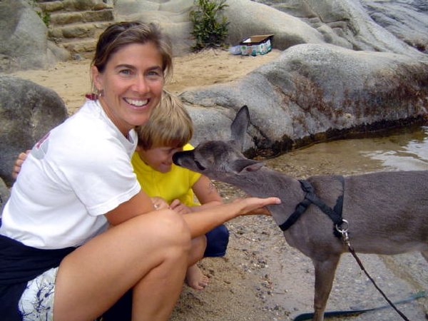 Matthew gets a kiss from the deer