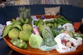 The market bounty. Table worth of food for $80 Tahitian prices.